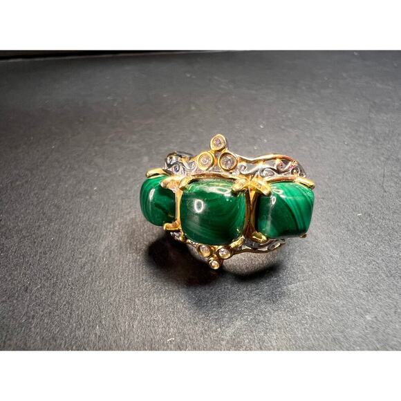 NEW Malachite two toned ring in sterling silver size 7 - Picture 12 of 16